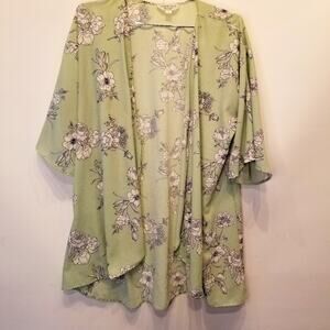 Coffee Talk Sage Green Duster Cardigan Eucalyptus Green Lightweight Size M / L